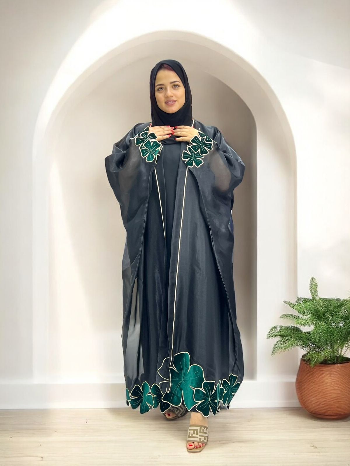 Organza Abaya with Nida Inner Dress