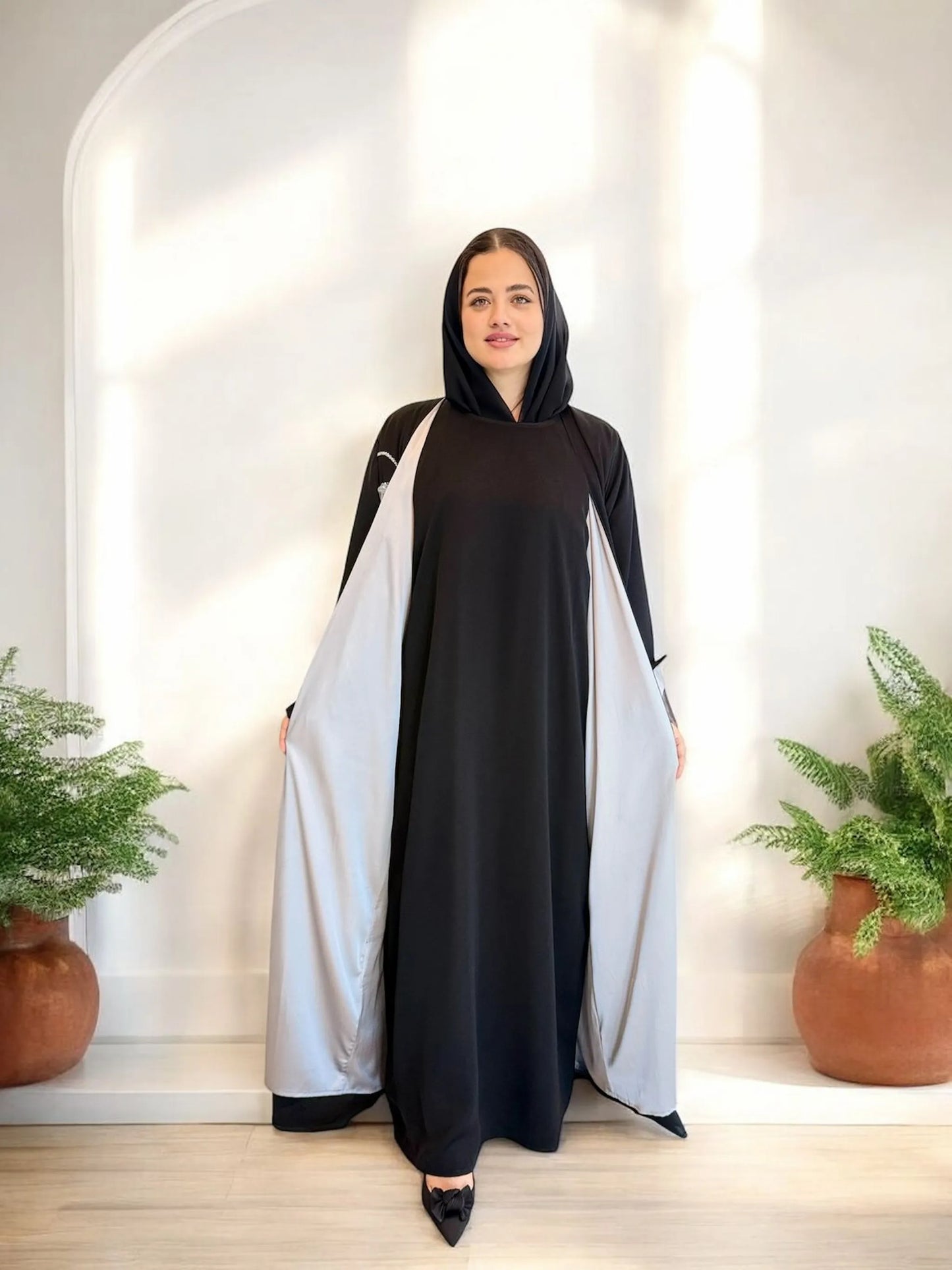 تصميم ثلاثي الطبقات أنيق | Elegant 3-piece abaya set